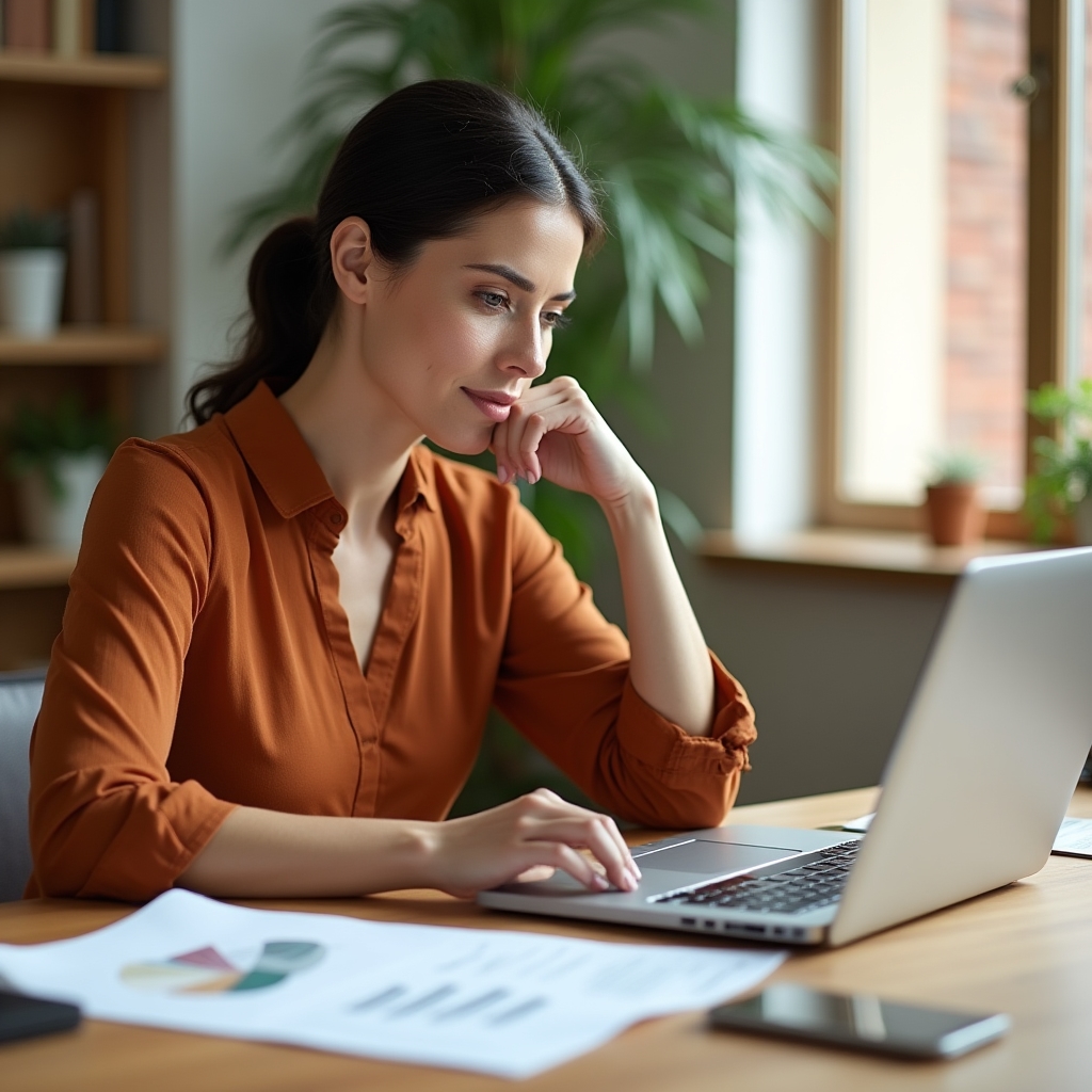 Valenstaro team member reviewing financial documents in bright office environment