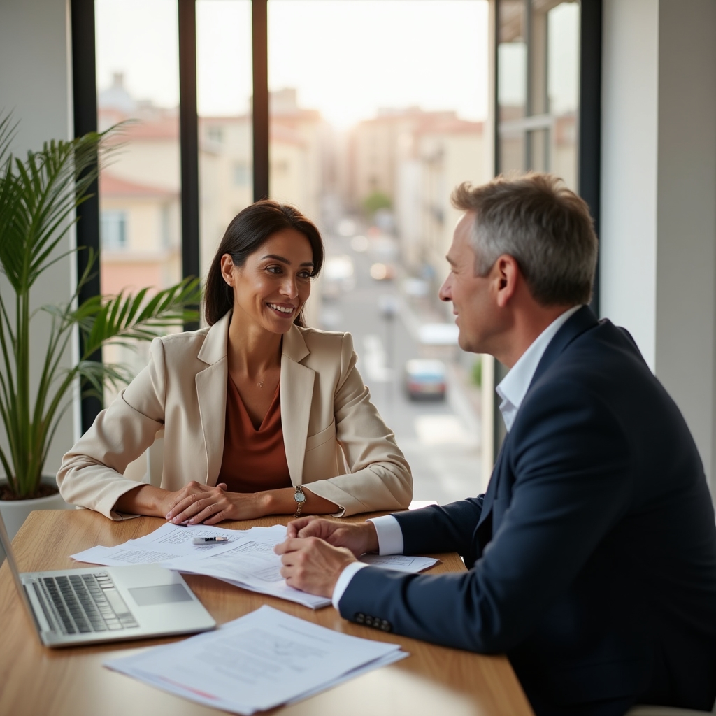 Financial health consultation with advisor in modern office